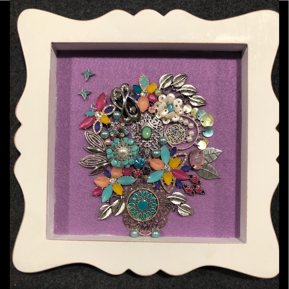 Other - FRAMED JEWELRY ART COLLAGE “COLOR CASCADE” UNIQUE!